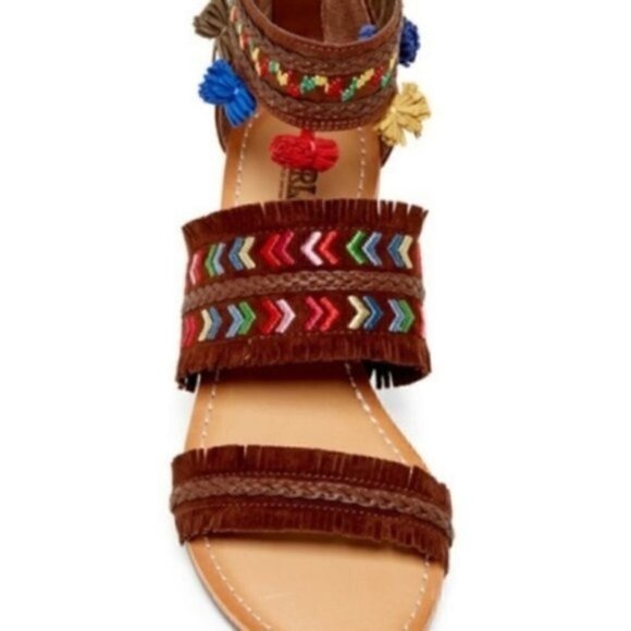 Carlos Santana Wedge Sandal 8.5 9.5 NEW Tangier Pom Pom Travel Vacation Summer - Picture 6 of 12